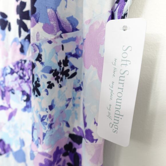 Soft Surroundings Vivienne Purple Blue Floral Maxi 1/2 Sleeve Dress New Plus 2X - Picture 6 of 12